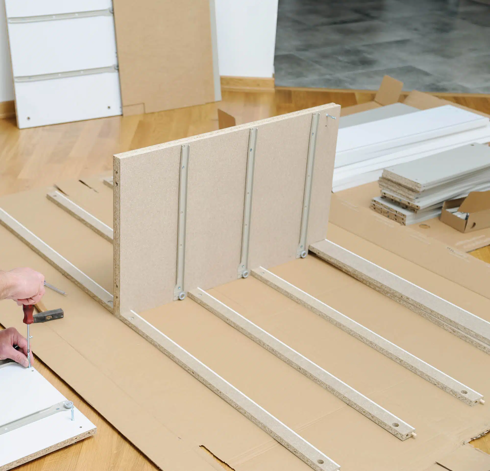 Furniture assembly at home.
